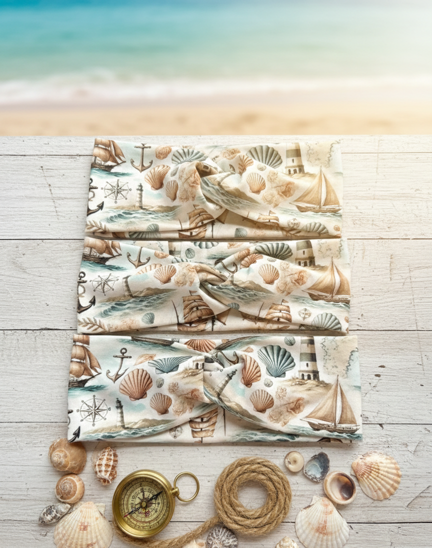 Maritimes Haarband mit Meeresmotiven
