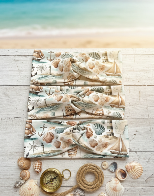 Maritimes Haarband mit Meeresmotiven